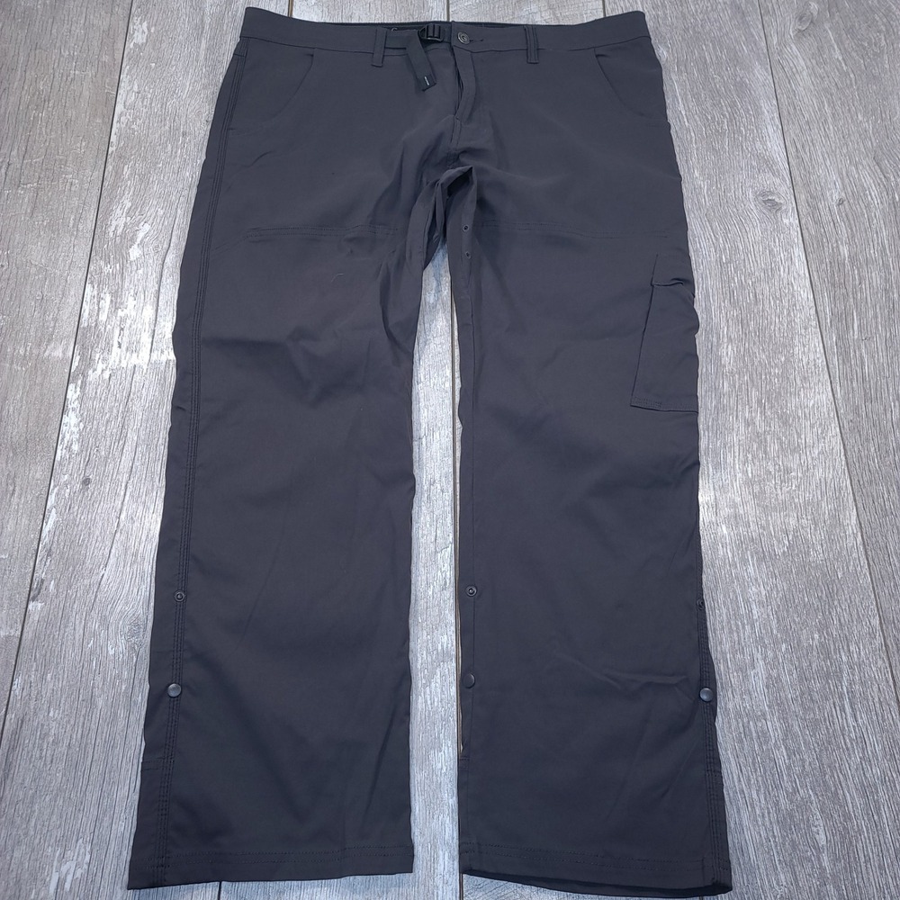 Prana Zion Cargo Pants Mens Size 40x30 Gray Stretch Hiking Outdoor Snap Hem